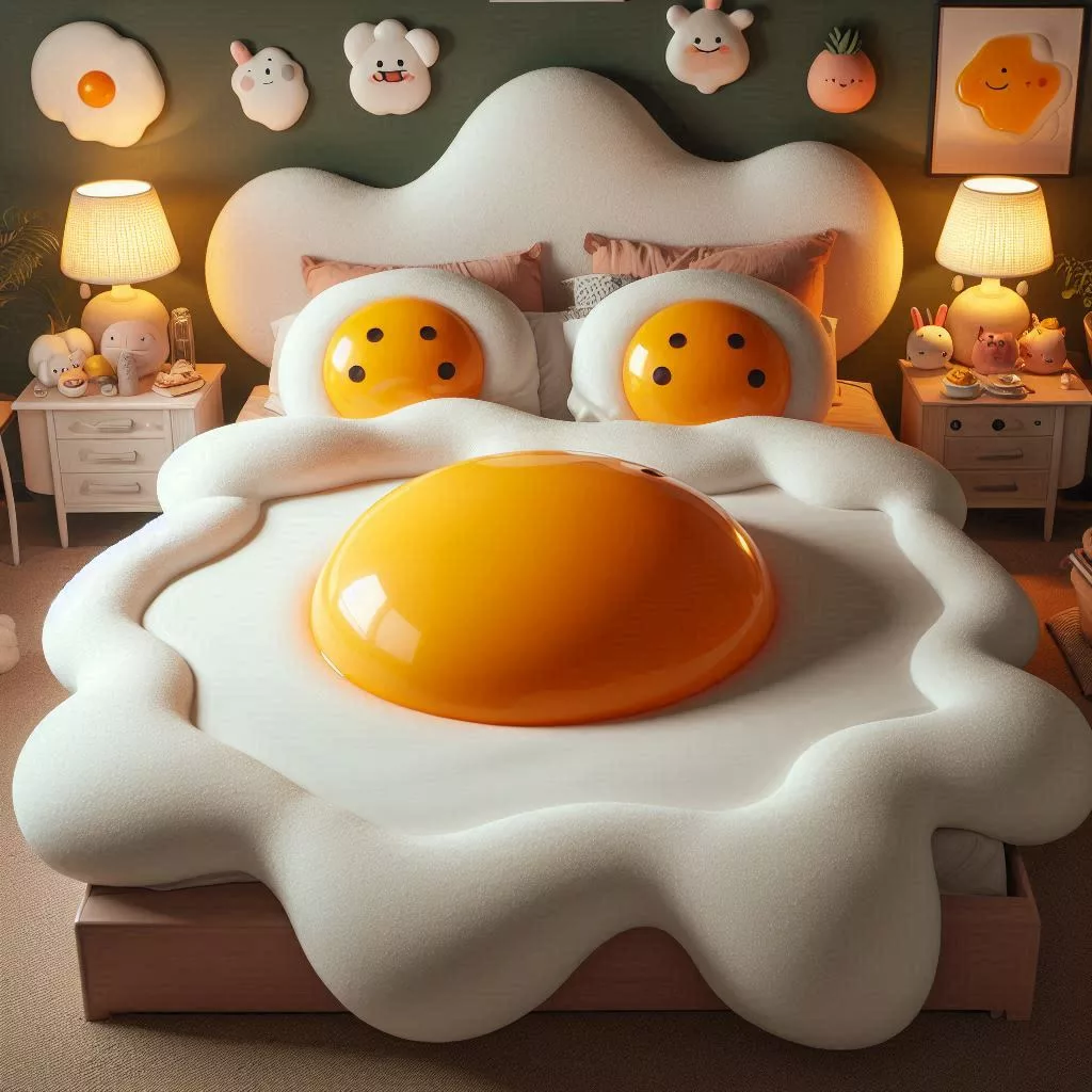 Fried Egg-Inspired Bed: A Playful and Cozy Design for Unique Living Spaces