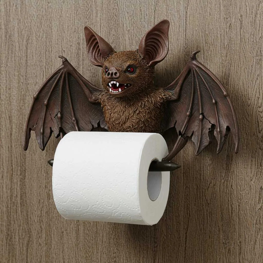 Bat Shaped Toilet Paper Holder: A Functional and Spooky Home Decor Accent