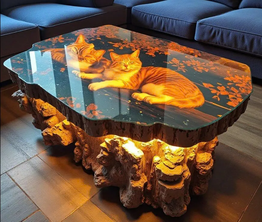 Cat-Themed Epoxy Resin Tables: A Purr-fect Blend of Art and Functionality