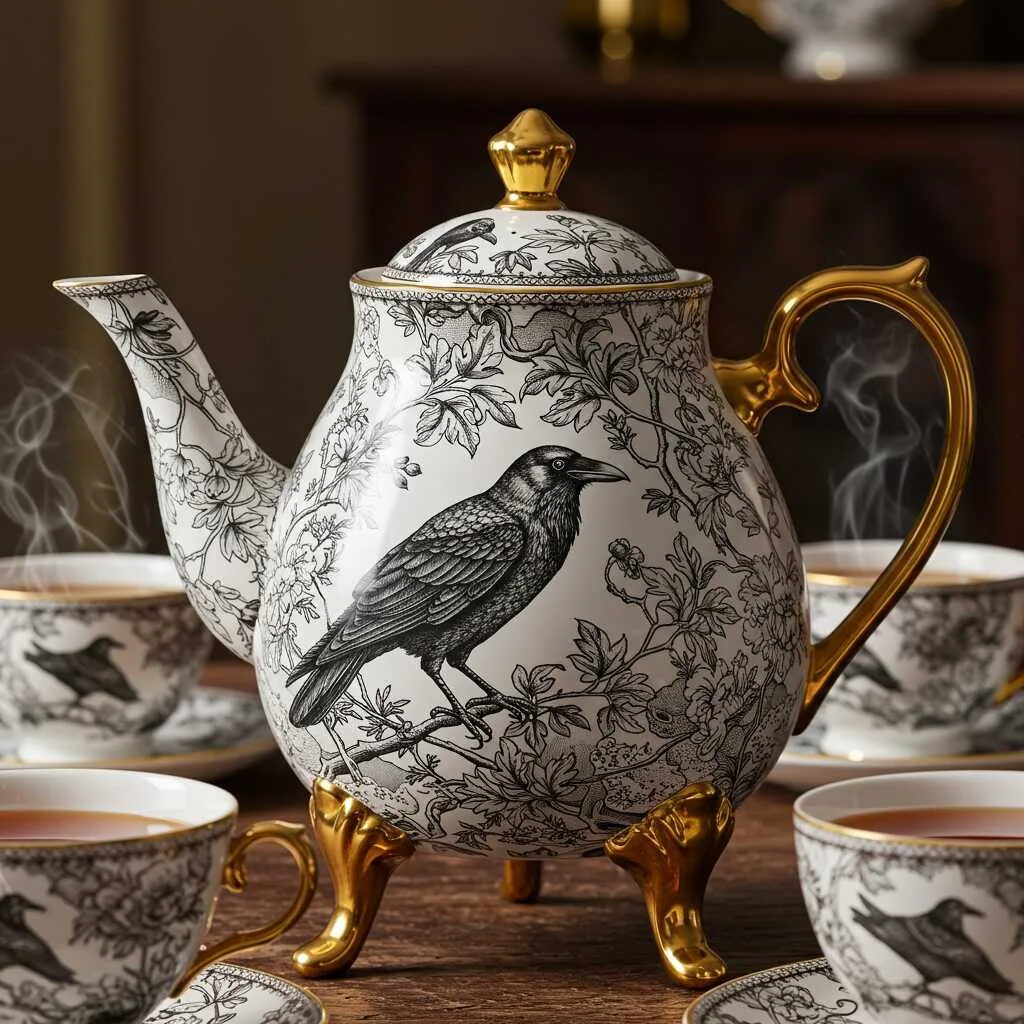 Practical Features of Crow Pattern Teapots