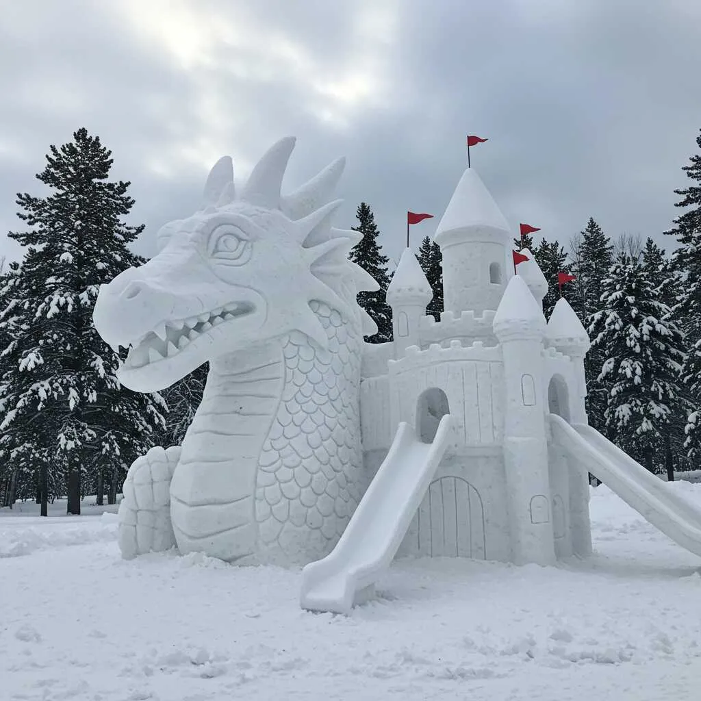 Dragon Shaped Snow Playground: A Winter Wonderland of Adventure and Imagination