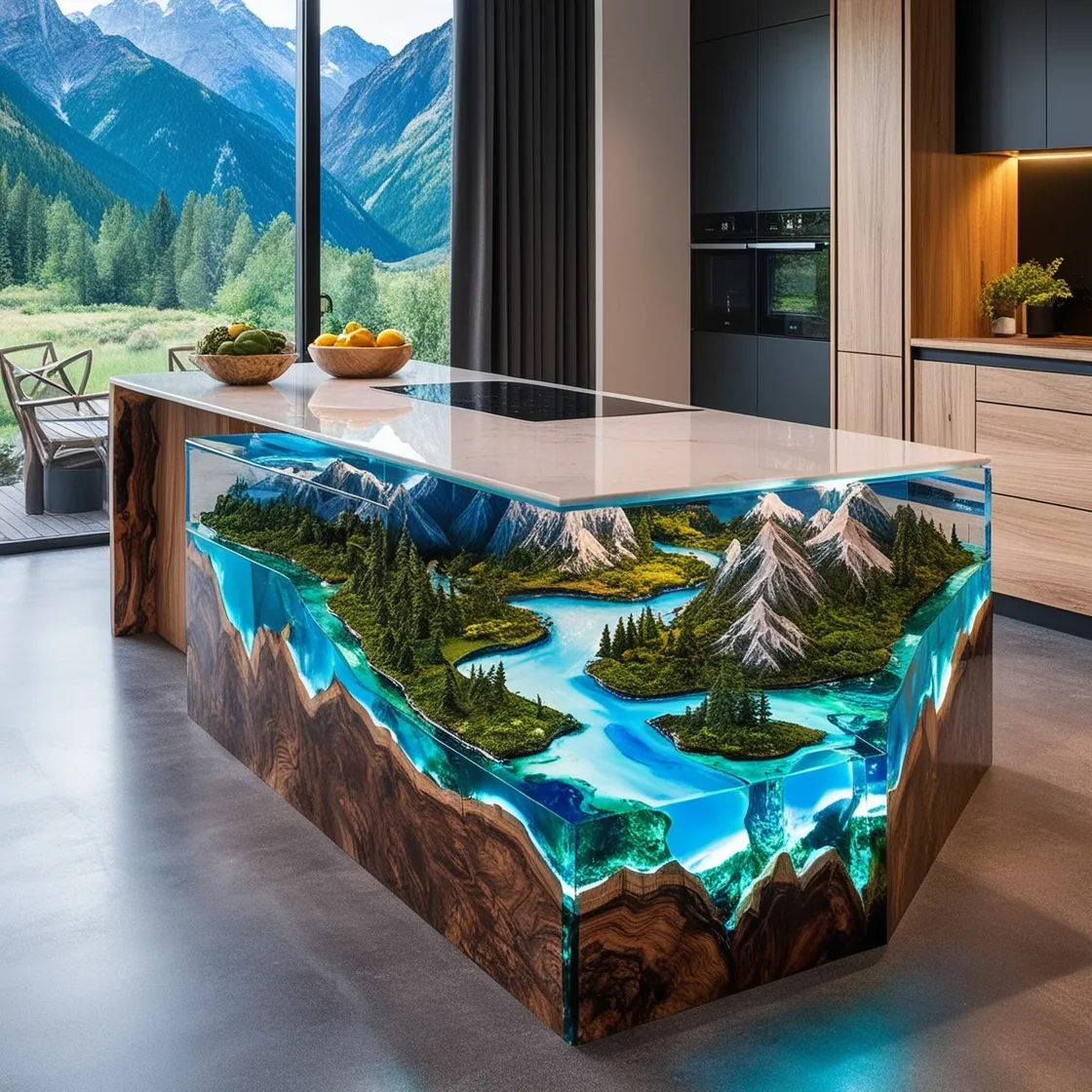 Transform Your Culinary Space with Epoxy Active Scene Kitchen Islands