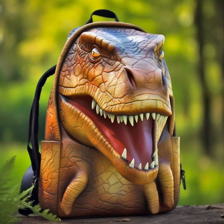 Happy Dinosaur Surfer Backpack For Kids – Lightweight Polyester, 11.6x6.9x16.7 Inch, Adjustable Straps, School Bookbag