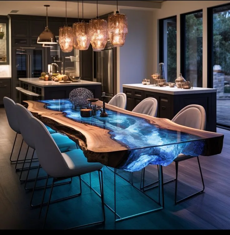 Popular Flowing River Dining Table Designs