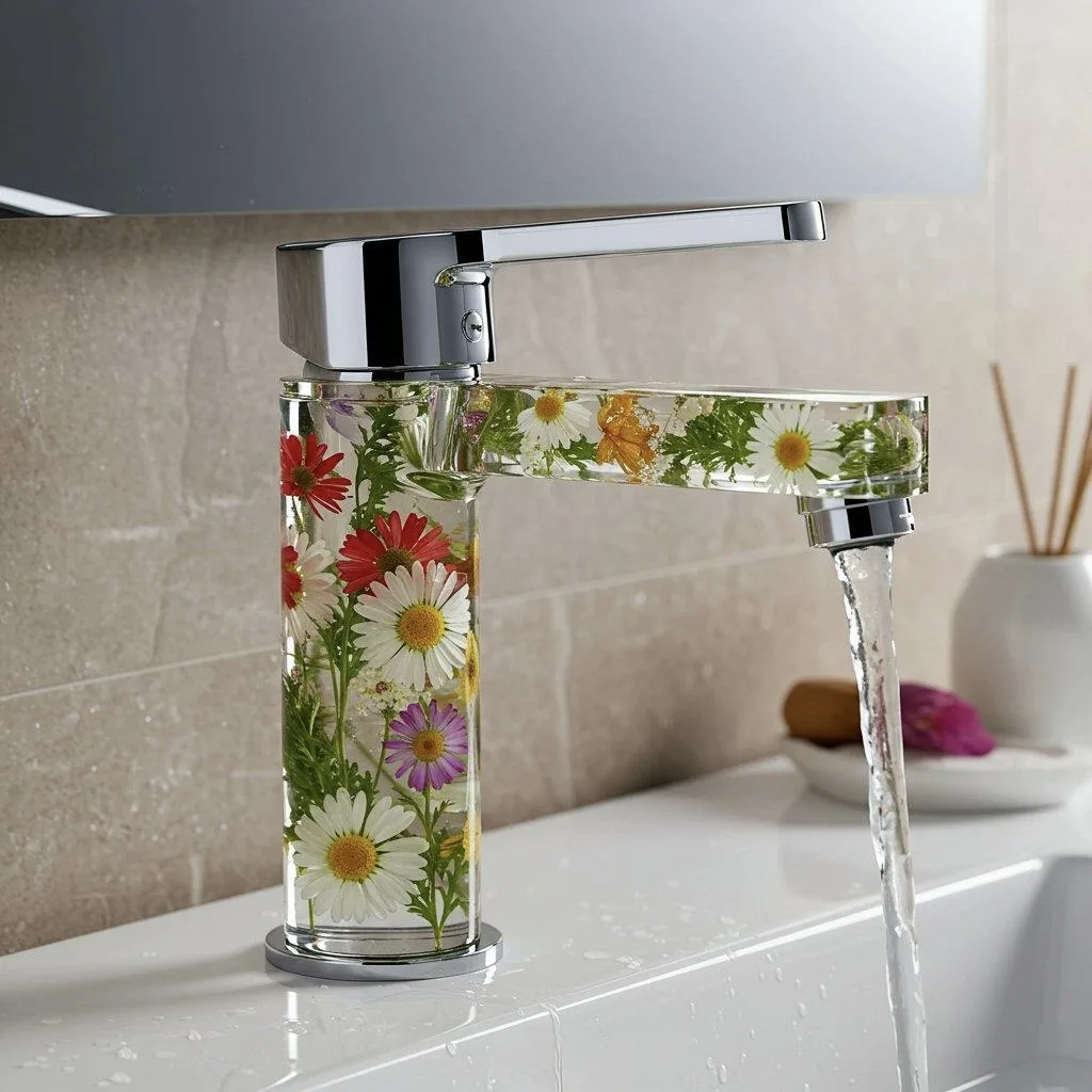 Examples of Flower Inspired Epoxy Resin Faucets