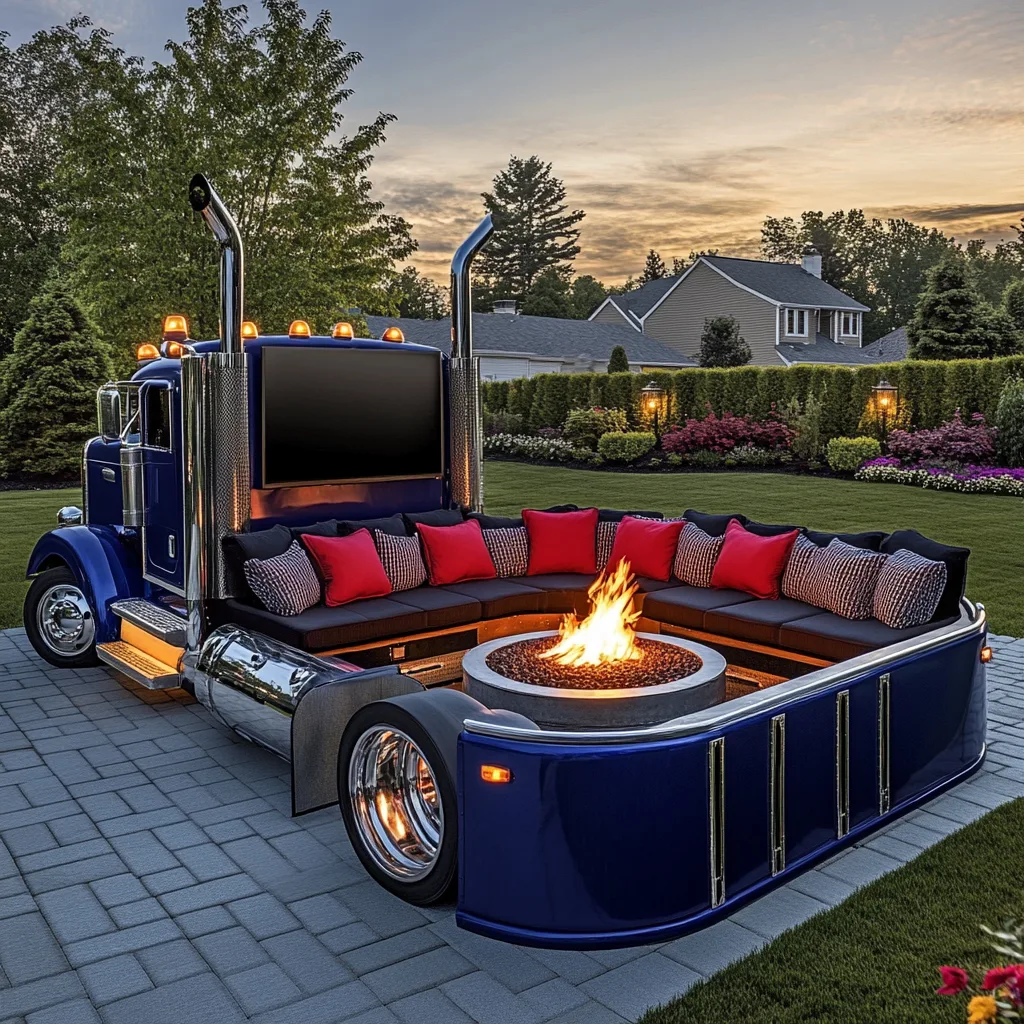 Transform Your Outdoor Space with a Semi Truck Conversation Sofa for the Patio