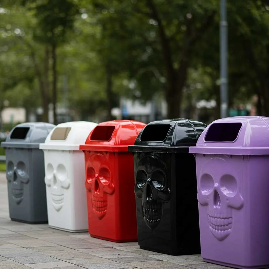 Minimalist Skull-Themed Trash Cans