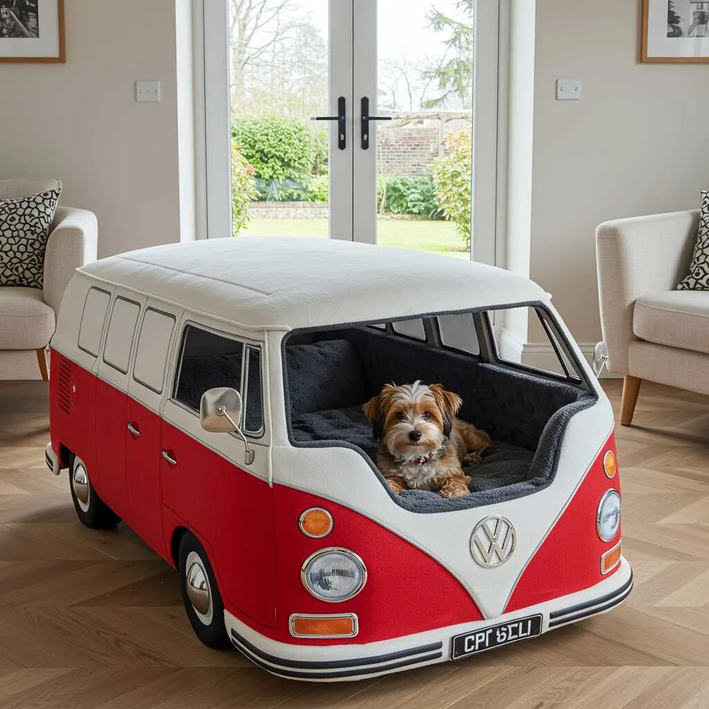 Volkswagen Van-Shaped Dog Bed: A Groovy Retreat for Your Furry Friend