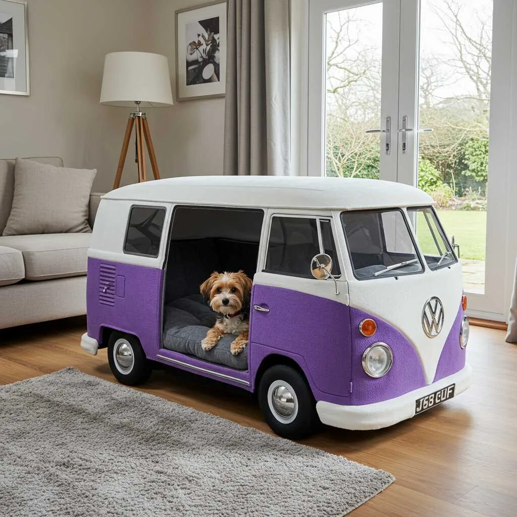 The Inspiration Behind Volkswagen Van-Shaped Dog Beds