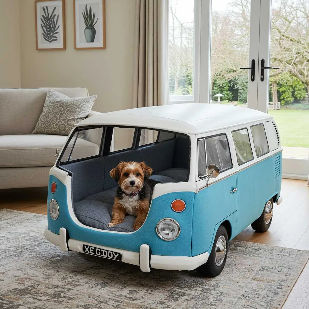 Design Features of a Volkswagen Van-Shaped Dog Bed