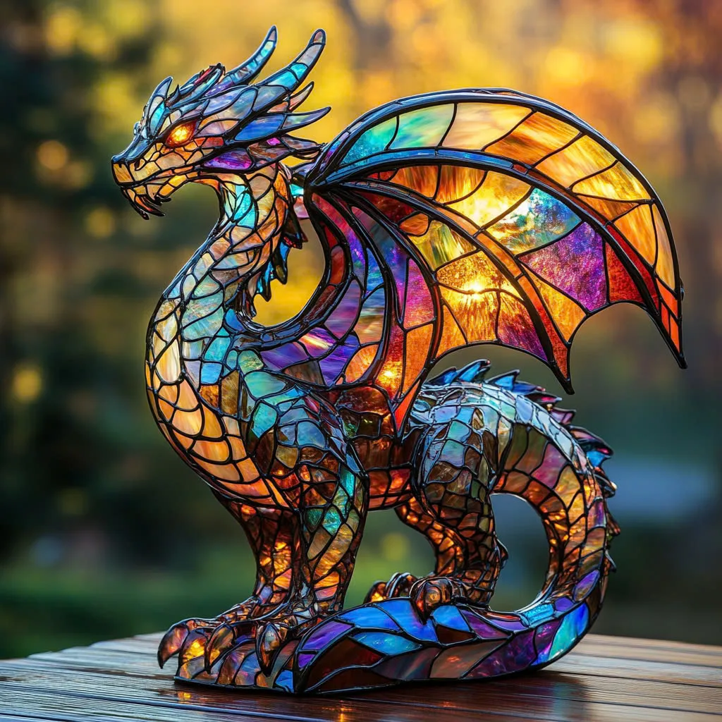 Different Styles and Designs of Glowing Stained Glass Dragon Lamps