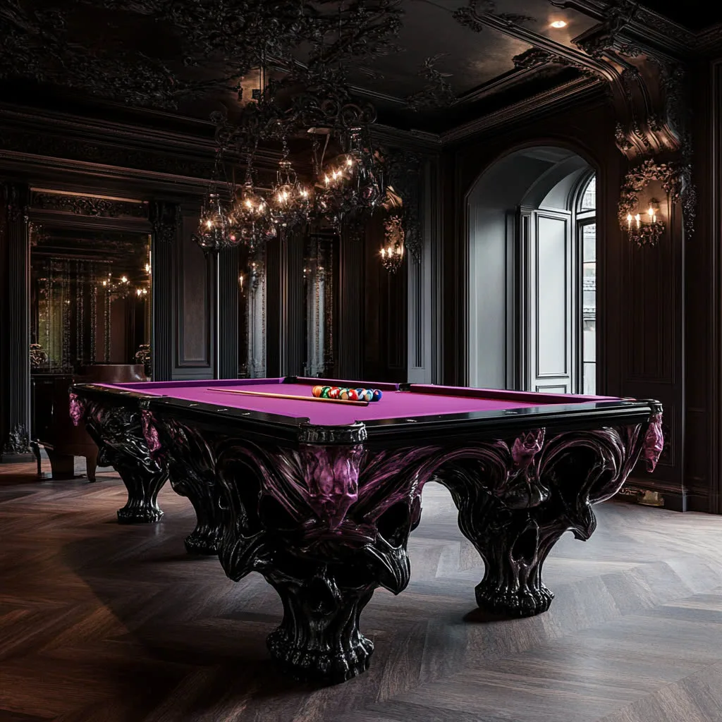 Step Into the Mystical Realm of the Skull-Shaped Pool Table