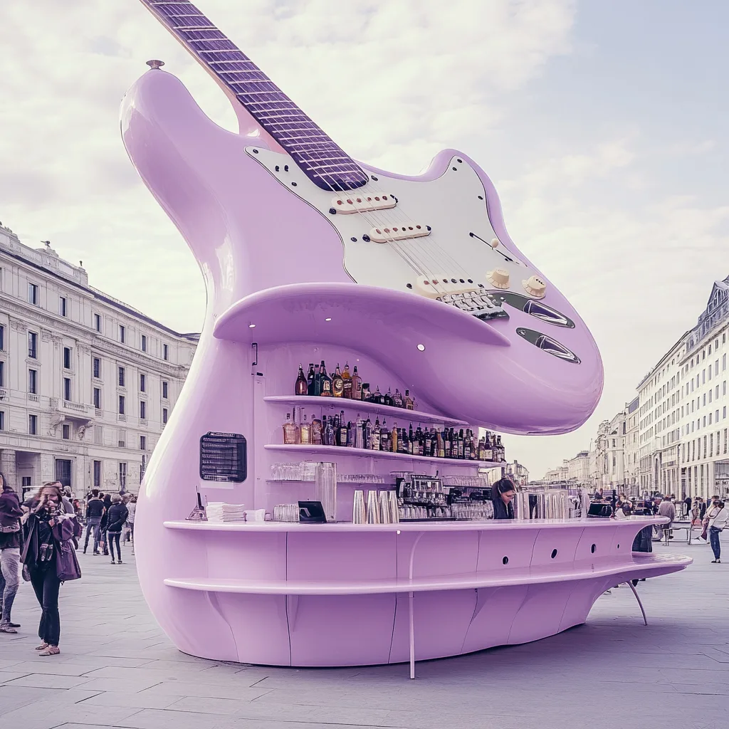 Guitar-Shaped Coffee Kiosk: Brewing Rock 'n' Roast One Cup at a Time