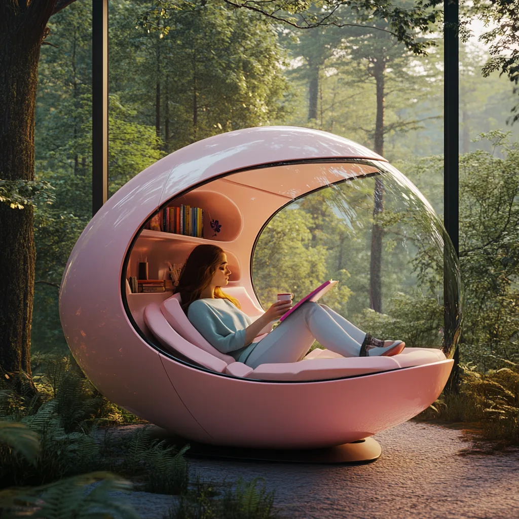 Helmet-Shaped Reading Pod: A Private Escape for Modern Minds