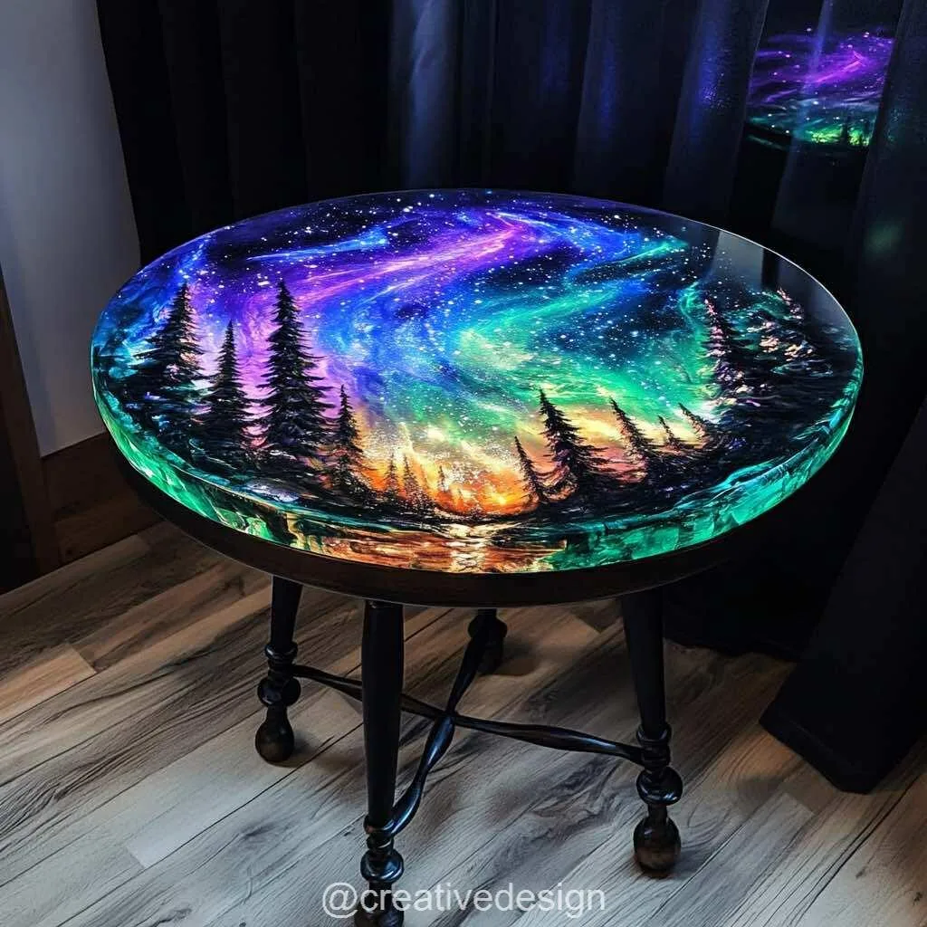 The Northern Lights Side Tables: Capturing Celestial Beauty Indoors