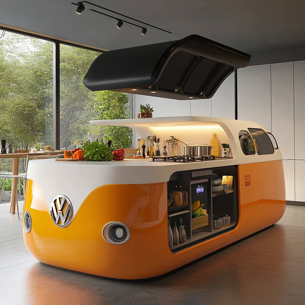 VW Bus-Shaped Kitchen Island: Where Retro Meets Culinary Creativity