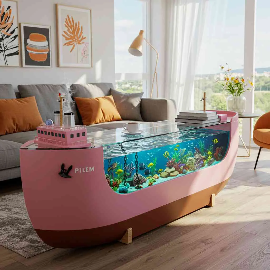 Cargo Ship Aquarium Coffee Tables: Maritime Marvels in Living Room Décor