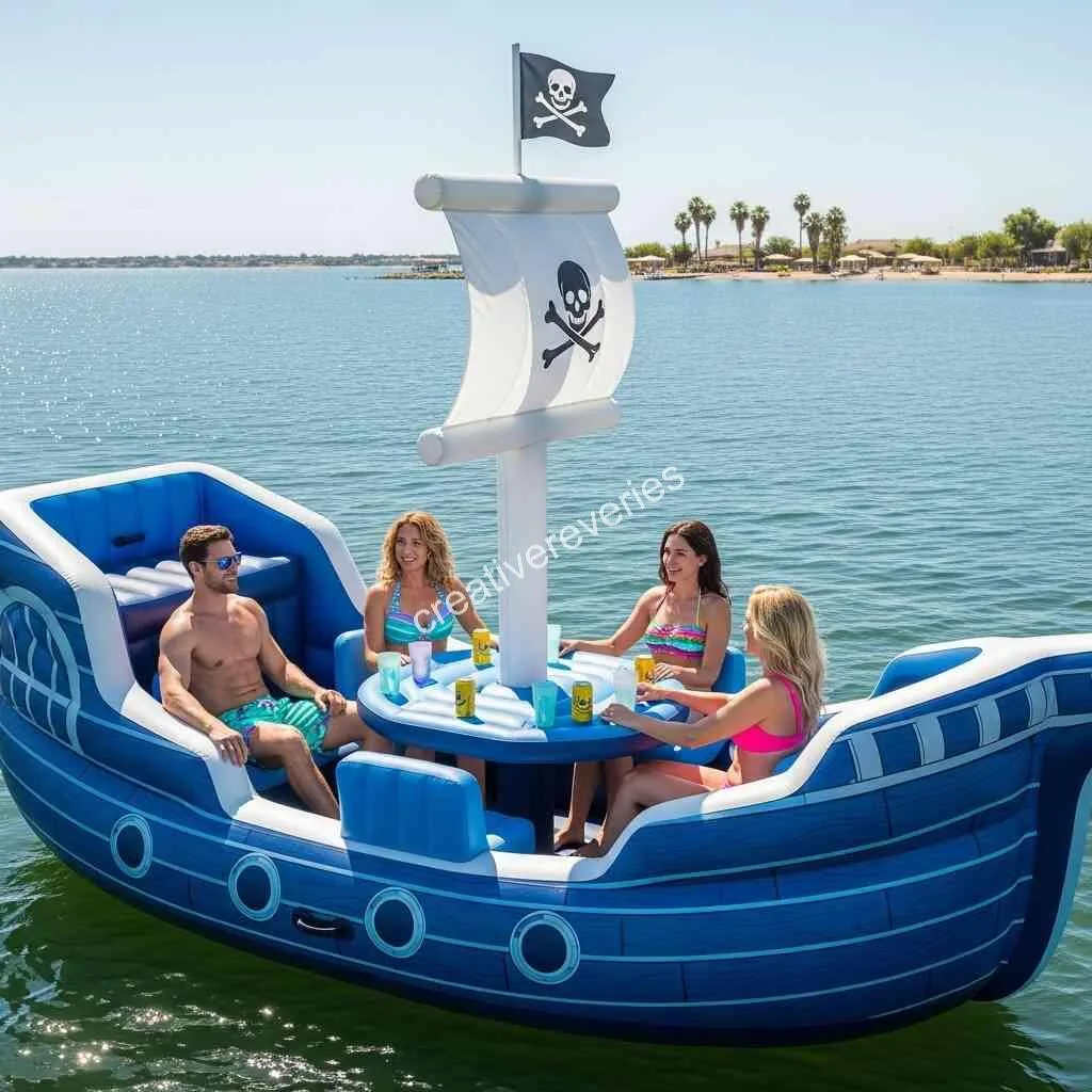Examples of Inflatable Pirate Ship Lake Floats