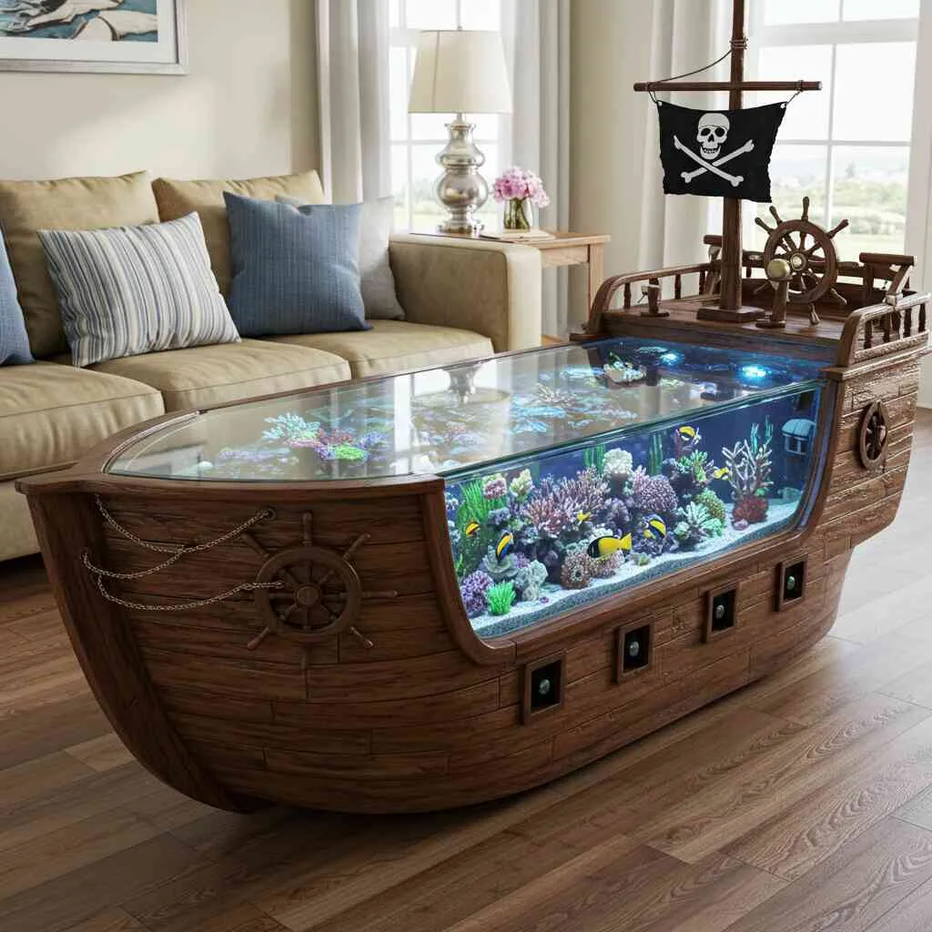 Discover the Magic of Pirate Ship Aquarium Coffee Tables - A Unique Blend of Furniture and Aquatic Life