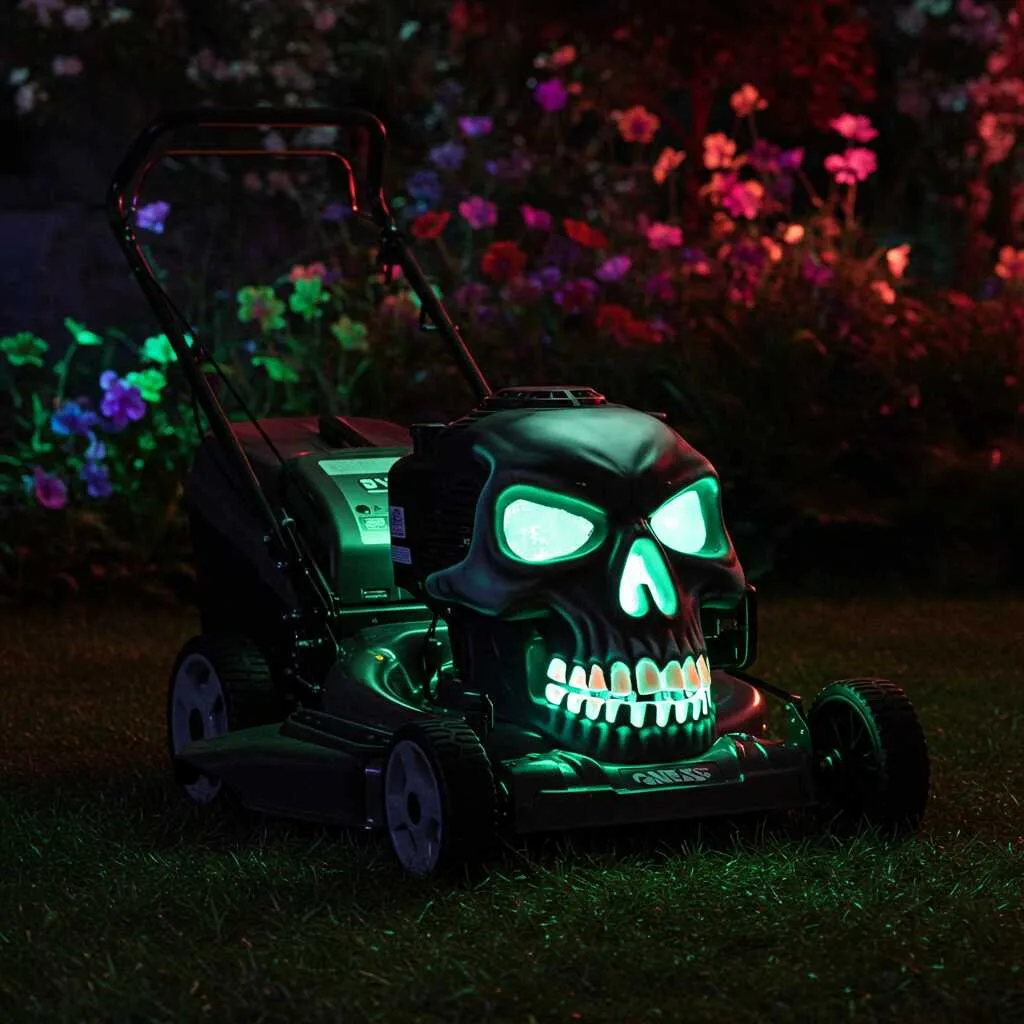 Skull-Themed Mower That Glows: Cutting Grass With Hardcore Style