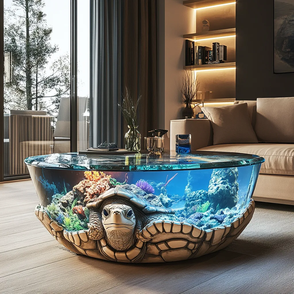 Blending Aquatic Serenity with Living Room Elegance