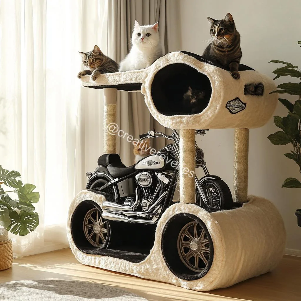 Harley Cat Trees: Where Feline Comfort Meets Motorcycle-Inspired Cool