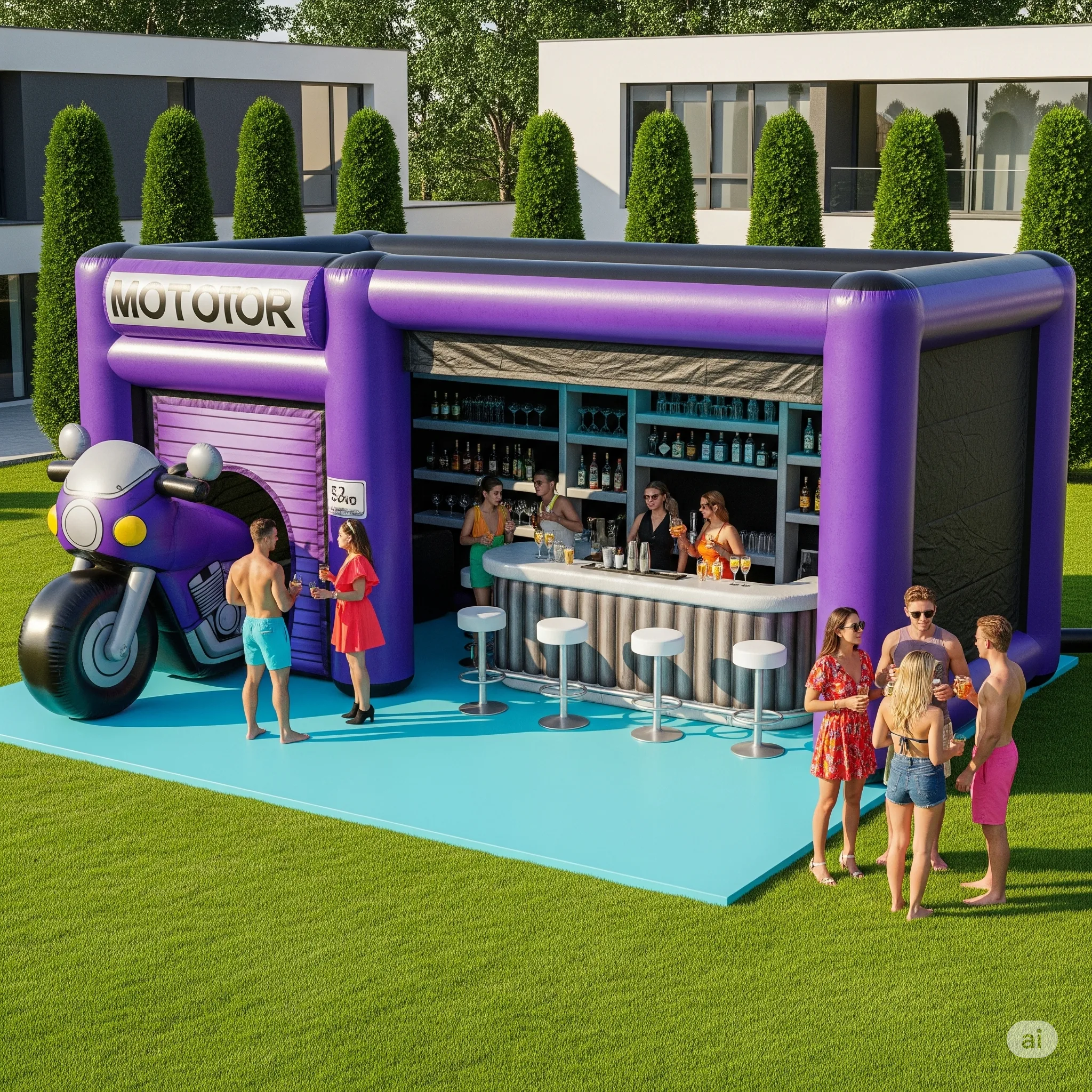 Inflatable Harley Pool with Built-in Bar: Rebel Relaxation Meets Aquatic Luxury
