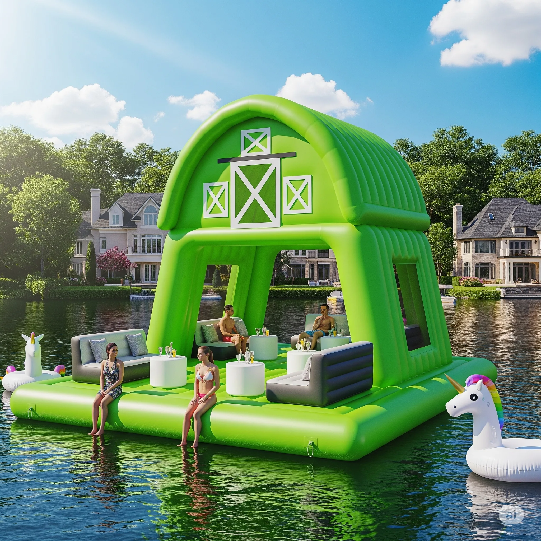 Inflatable Barn Lake Floats: Farmhouse Fun on the Water