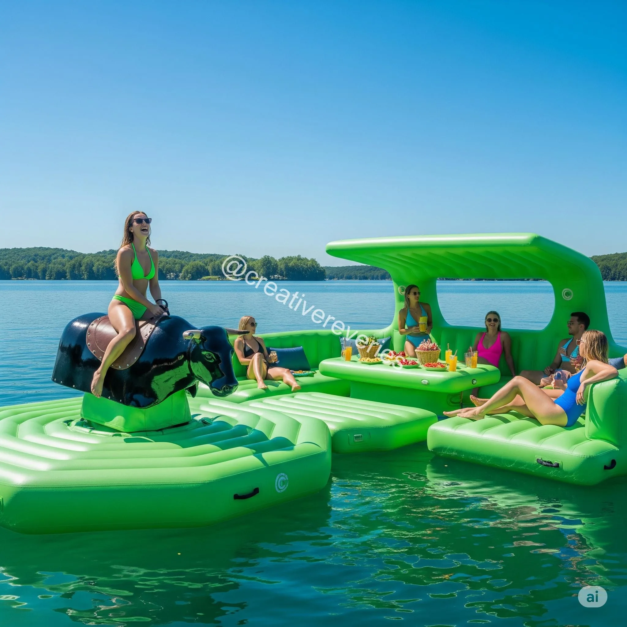 Inflatable Party Floats with Built-In Mechanical Bulls: Make Waves and Ride Wild