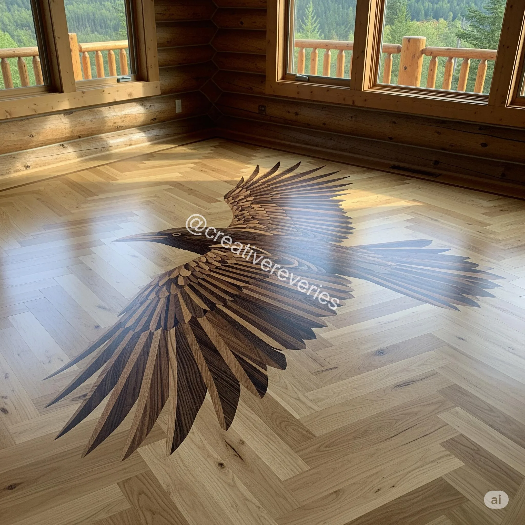 Crow-Carved Floor: A Gothic Masterpiece Beneath Your Feet