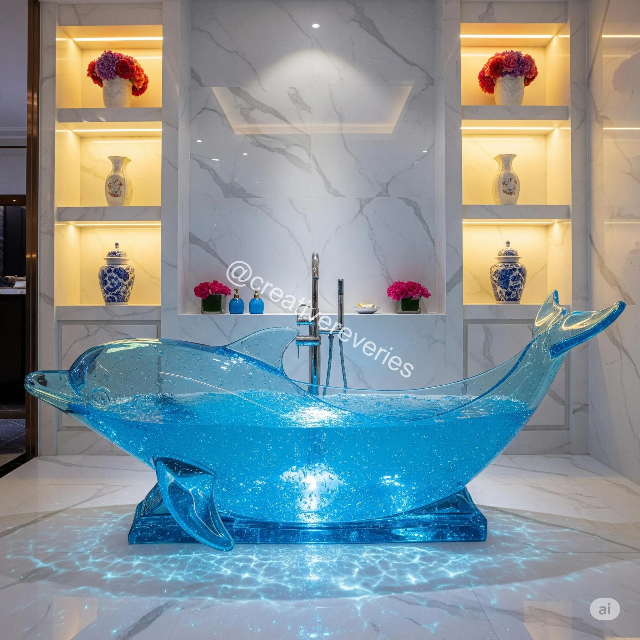 Dolphin-Shaped Resin Bathtub: Dive into Oceanic Luxury at Home