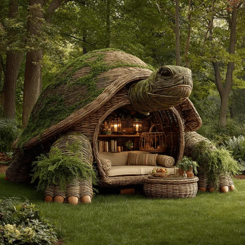 The Allure of Giant Turtle Rattan Lounging Pods
