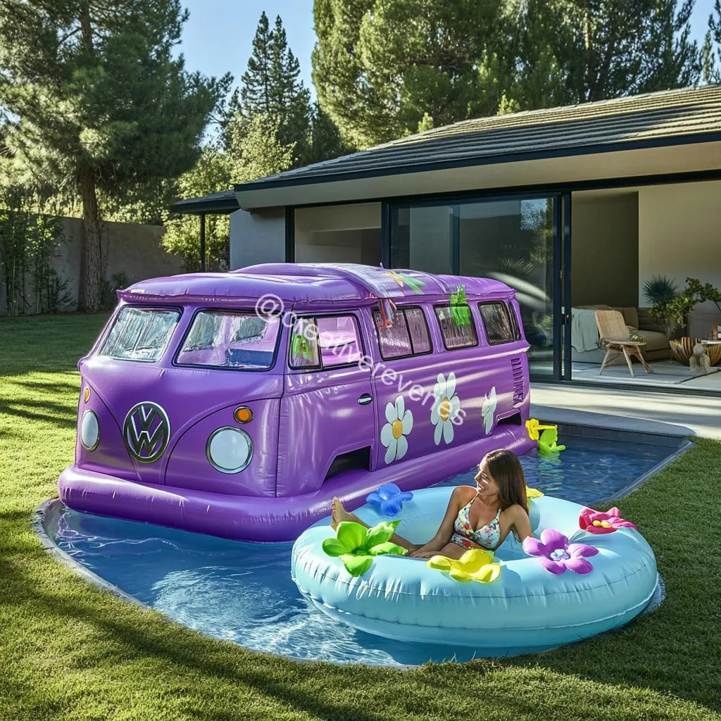 Inflatable VW Bus Pool: Retro Vibes, Splashing Good Times