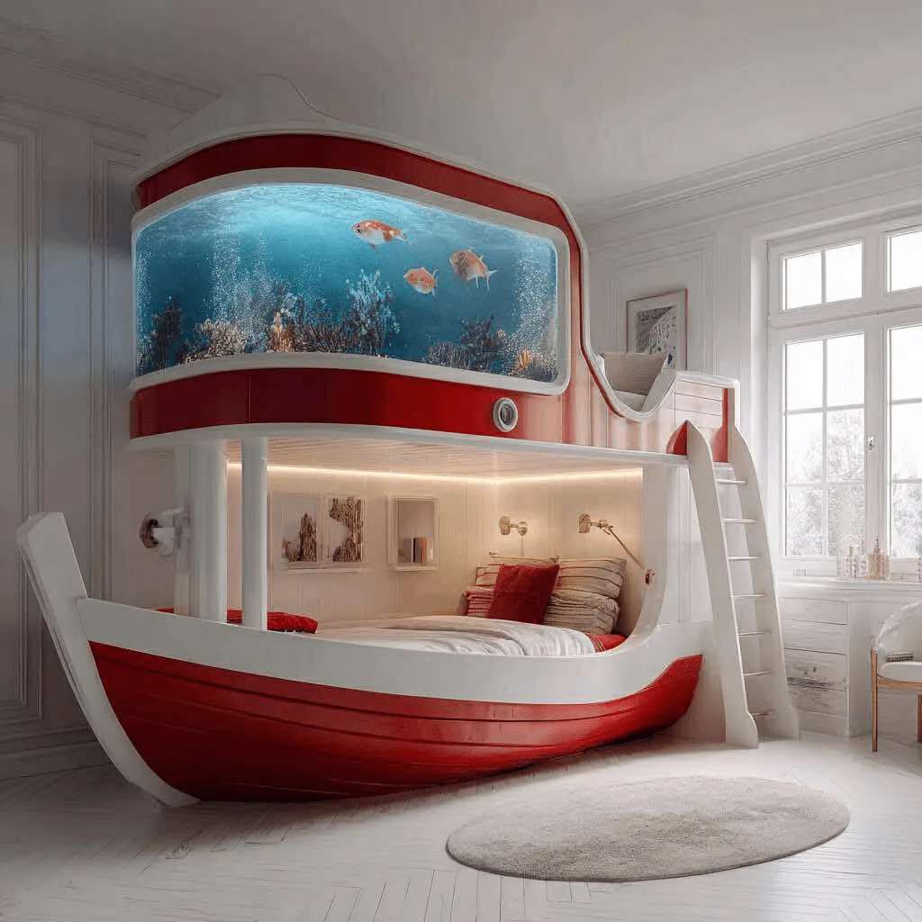 How to Use Nautical-Themed Bunk Beds with Built-In Aquariums