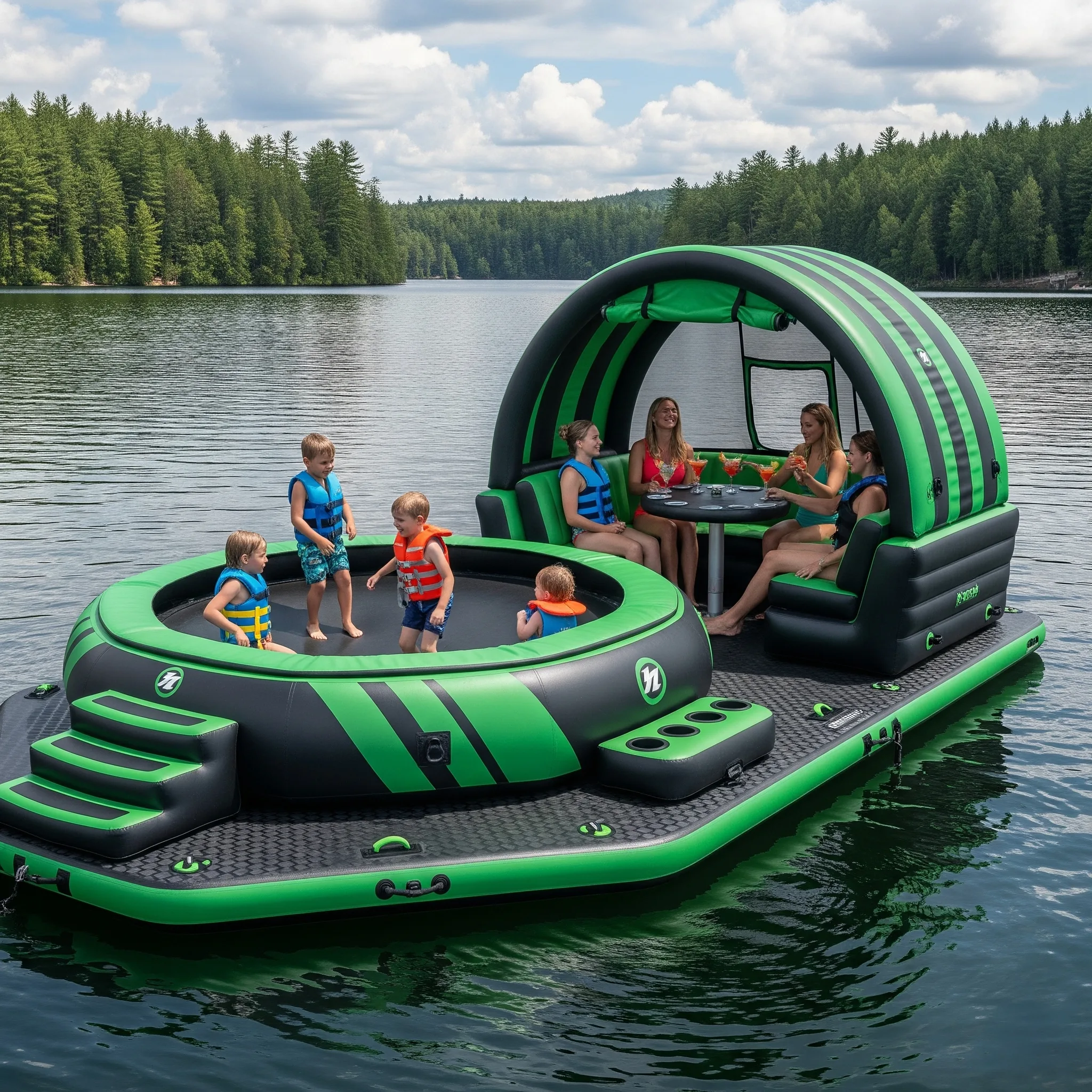 Dive Into Fun with Inflatable Party Floats Featuring Built-in Trampolines - Ultimate Summer Experience!