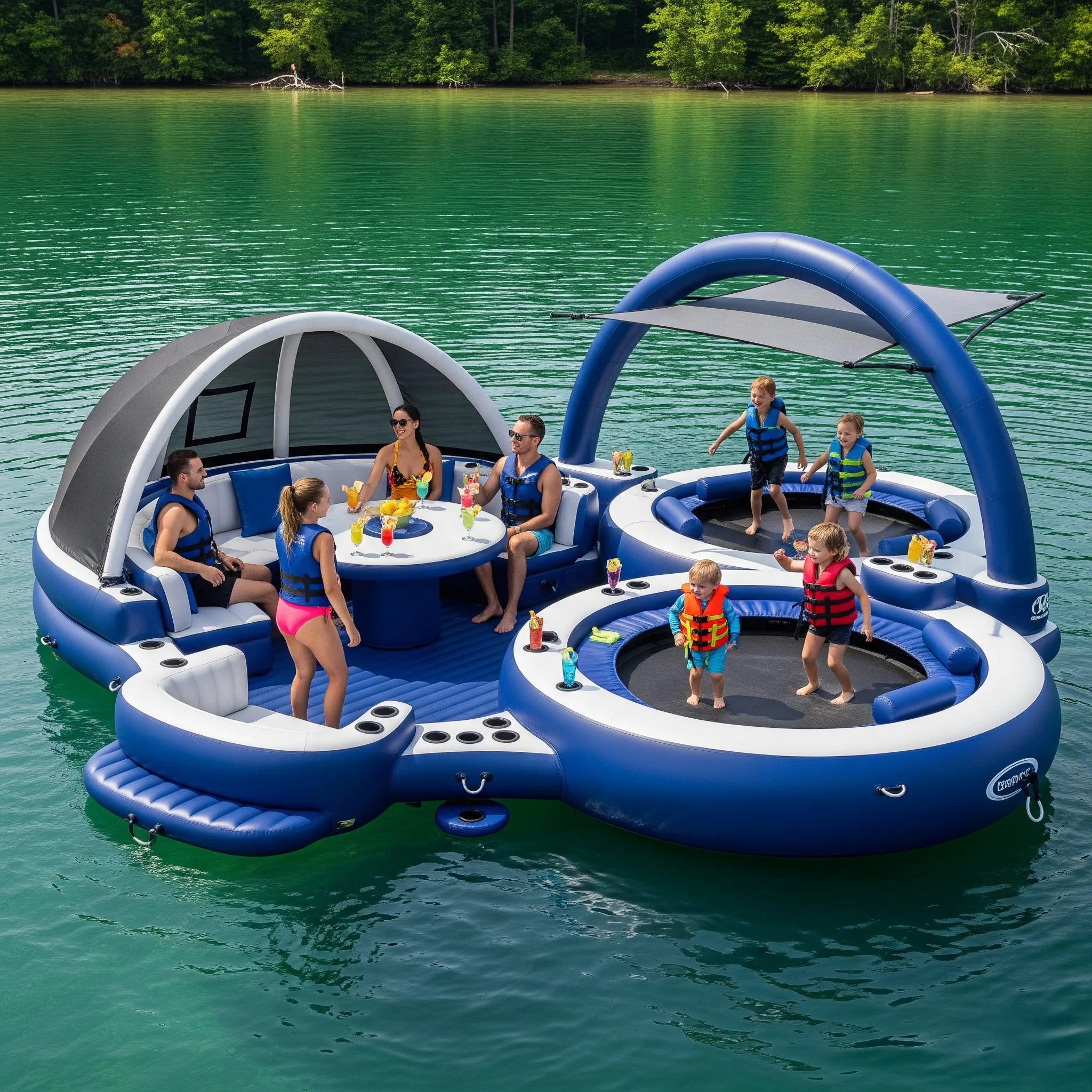 Dive Into Fun with Inflatable Party Floats Featuring Built-in Trampolines - Ultimate Summer Experience!