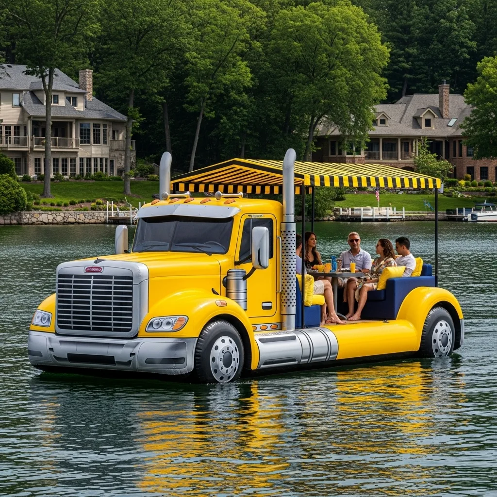 Examples of Semi-Truck Lake Party Floats