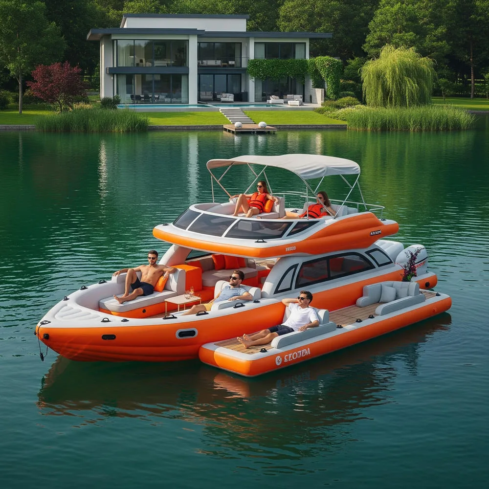 Experience Ultimate Relaxation with Inflatable Pontoon Boat Lake Floats