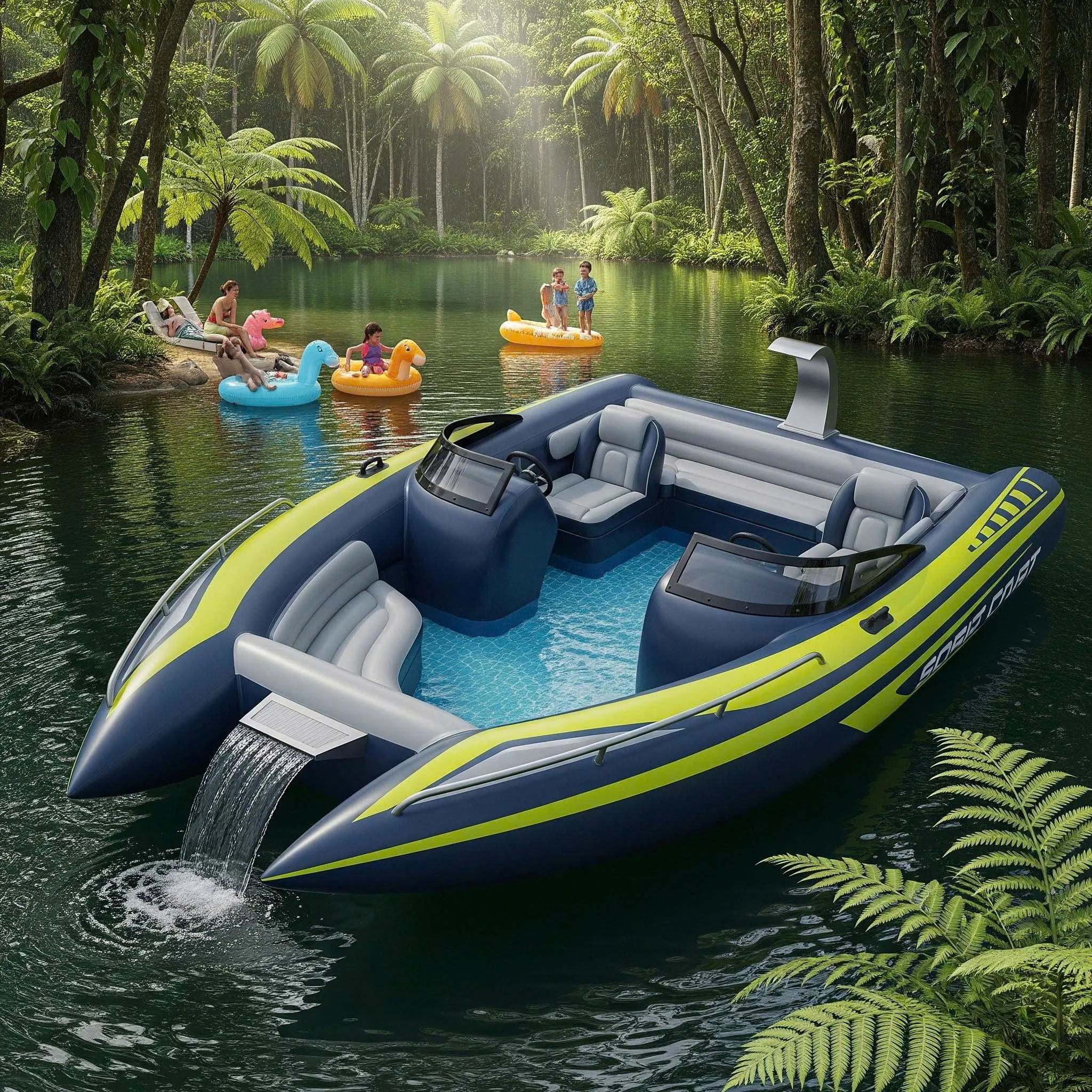 Recreational Activities with Inflatable Speed Boat Pools