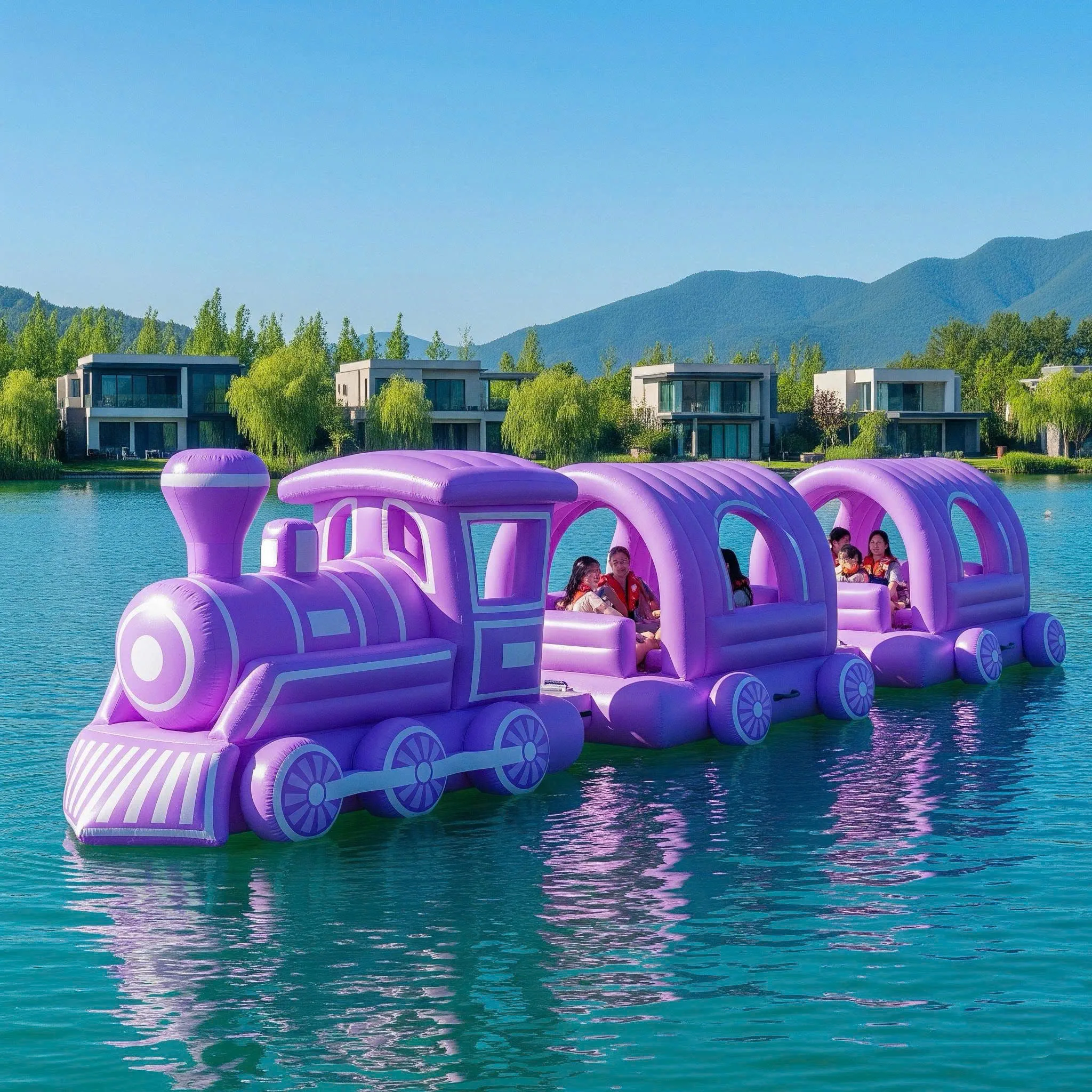 Splash into Fun: The Ultimate Guide to Inflatable Train Lake Floats with a Jumpy House