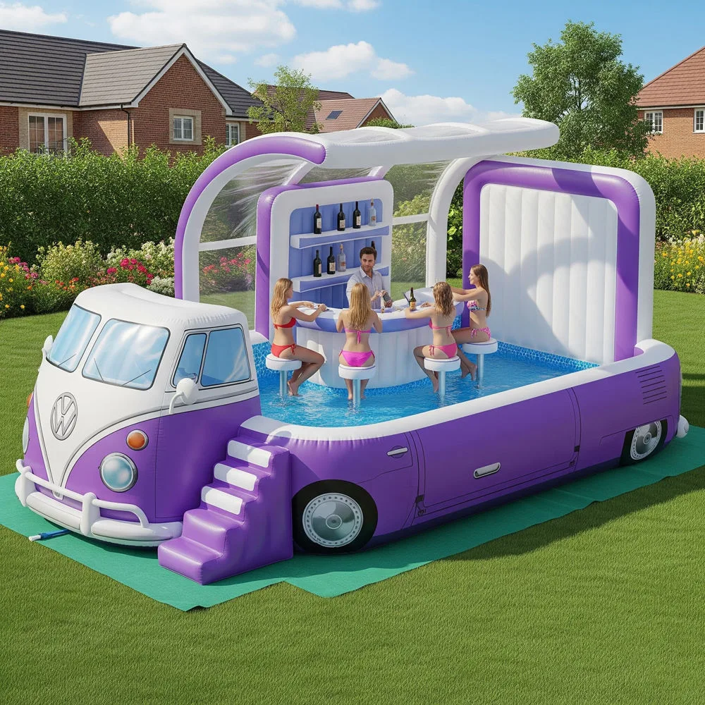 Elevate Your Pool Party Experience with an Inflatable Volkswagen Bus Pool Bar