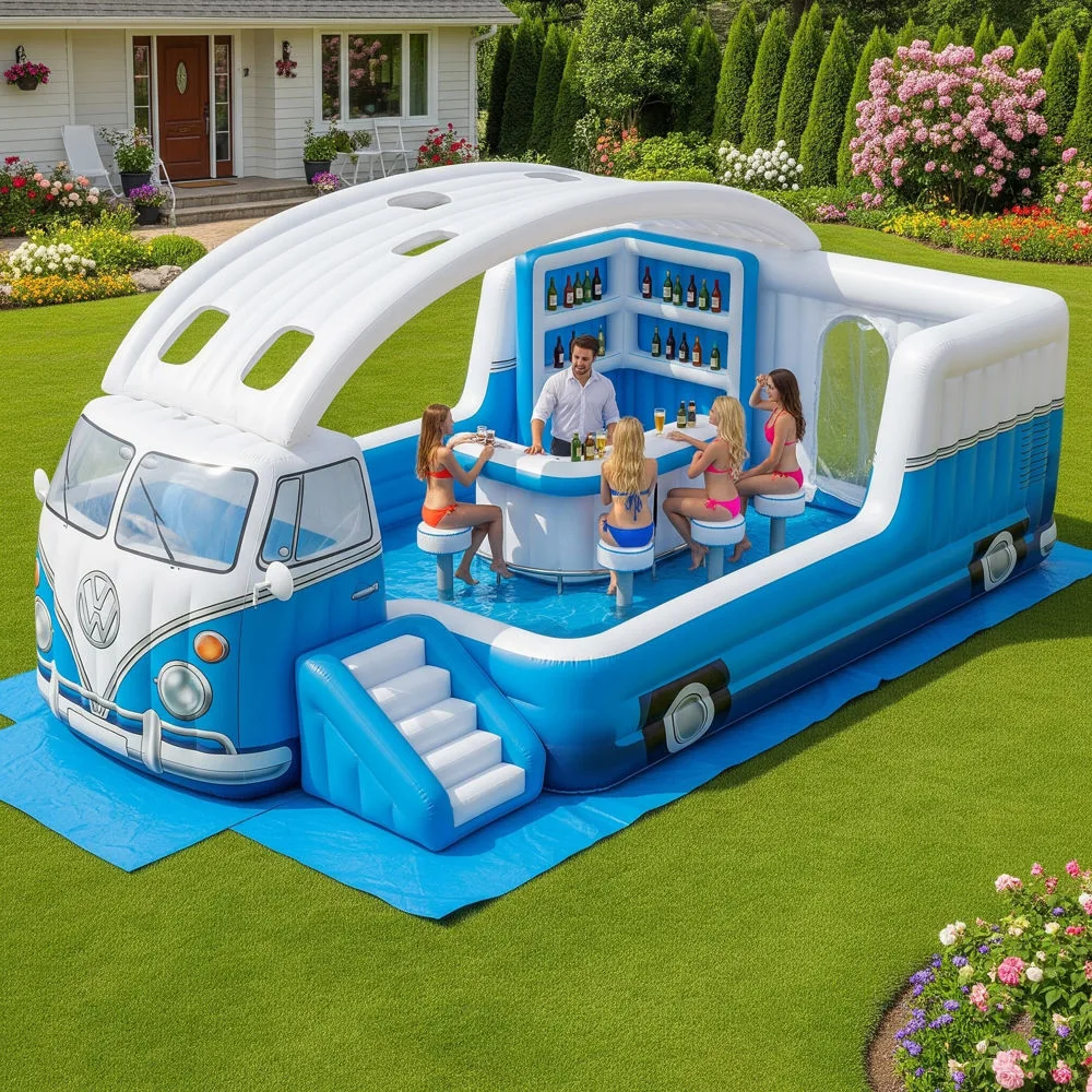 How to Use the Inflatable Volkswagen Bus Pool Bar