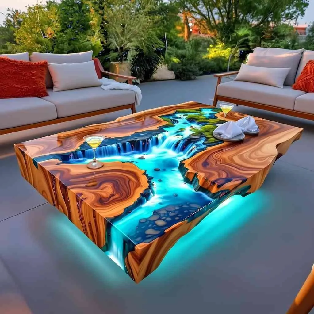The Process of Creating Epoxy Scene Patio Tables