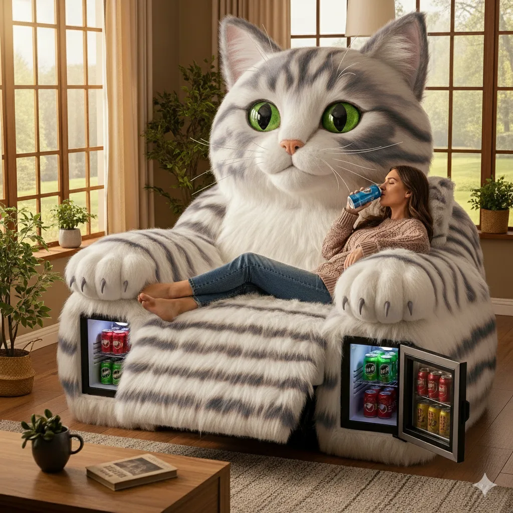 What are Giant Cat Recliners with Mini Fridges?