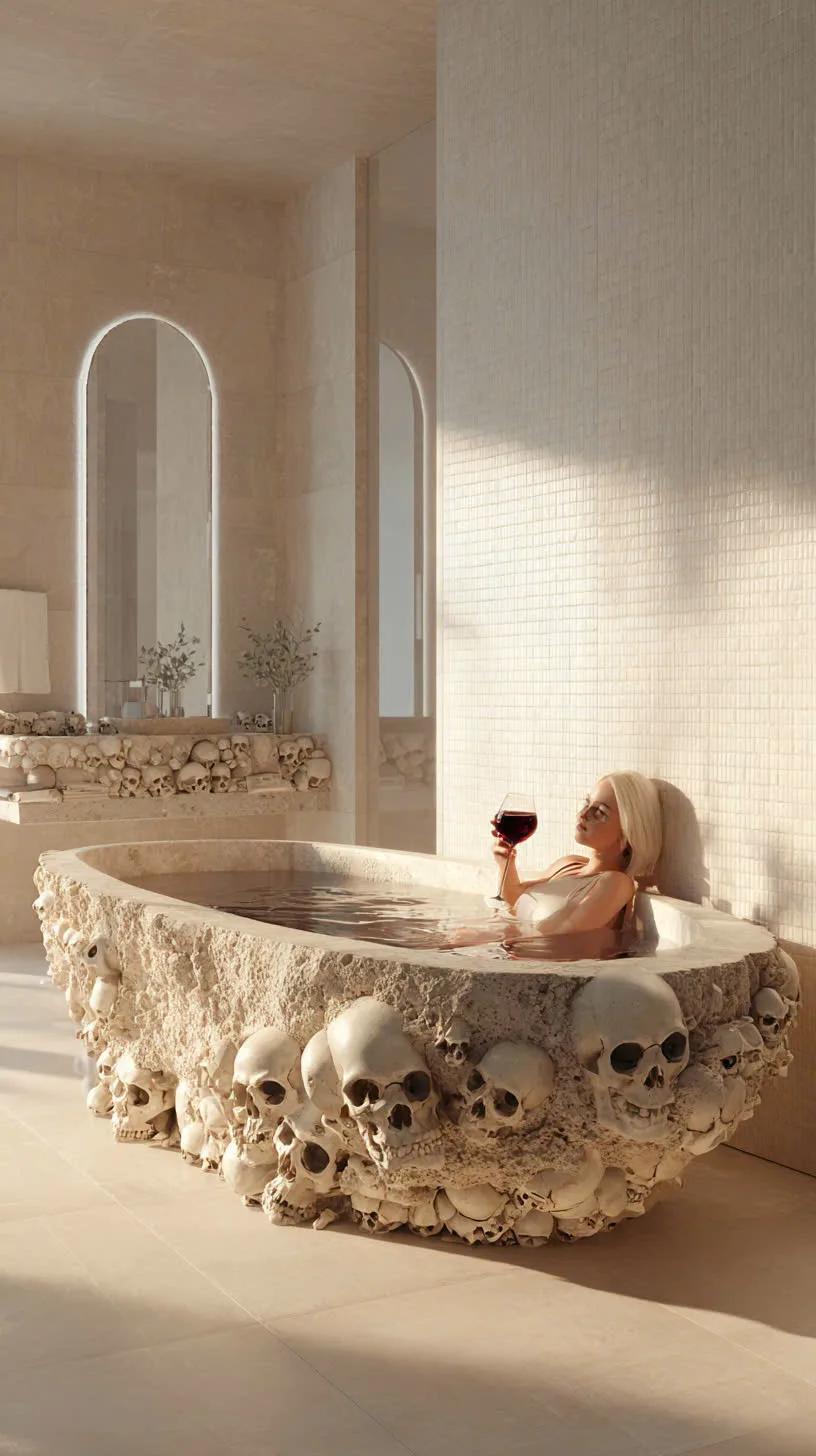 Dive Into the Dark Elegance - Embracing the Unique Charm of a Skull Inspired Bathtub